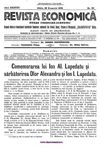 Comemorarea Lapedatu - Revista Economica Nr. 48/1936